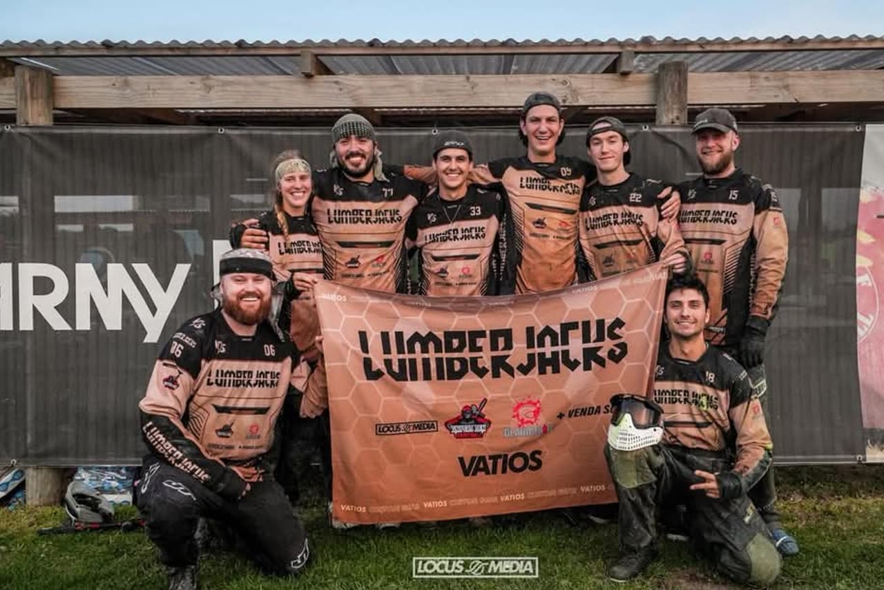 Lumberjacks team with the club banner